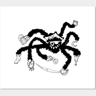 Pirate Spider: Retro Cartoon Illustration Posters and Art